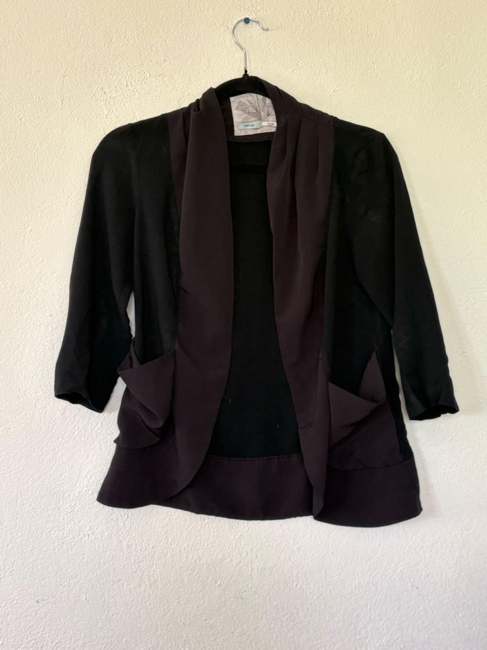 Kimchi Blue Black Open-Front Draped Blazer
